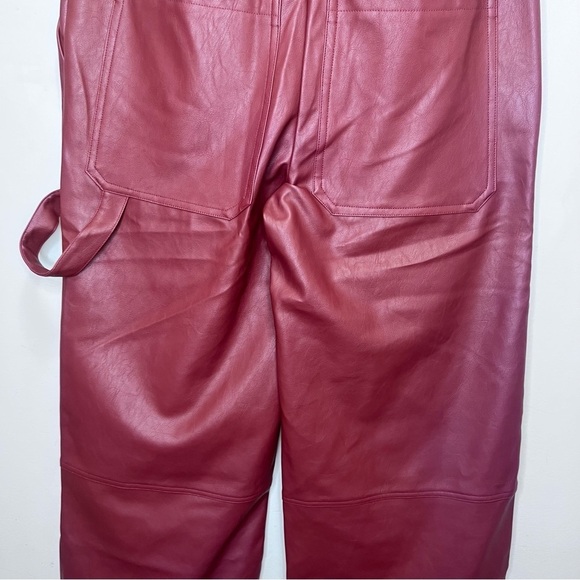 Y2K Forever 21 Burgundy Faux Leather Wide Leg Pants Size XL - Picture 5 of 13